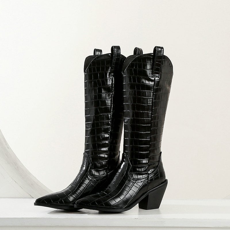 Hohe Damenstiefel mit klobigem Absatz - Kyvraen