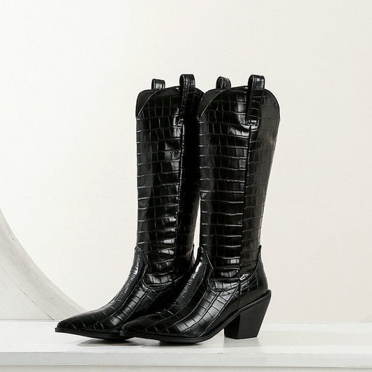 Hohe Damenstiefel mit klobigem Absatz - Kyvraen