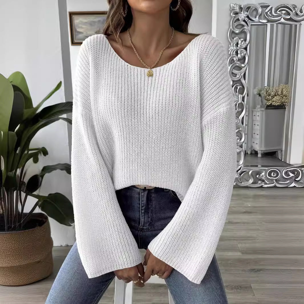 Damenstrickpullover mit weitem, fließendem Ausschnitt - Eirwen