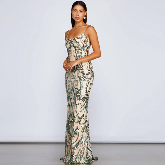 Damen Partykleid mit Paillettenstickerei - Kalea