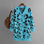 Mila - Gestrickte Leoparden-Strickjacke