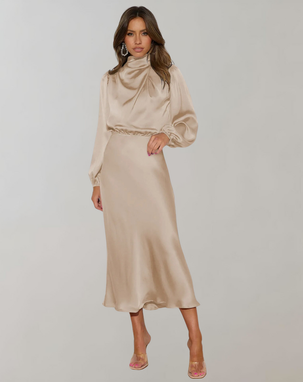 Delphina - Dress with satin sleeves