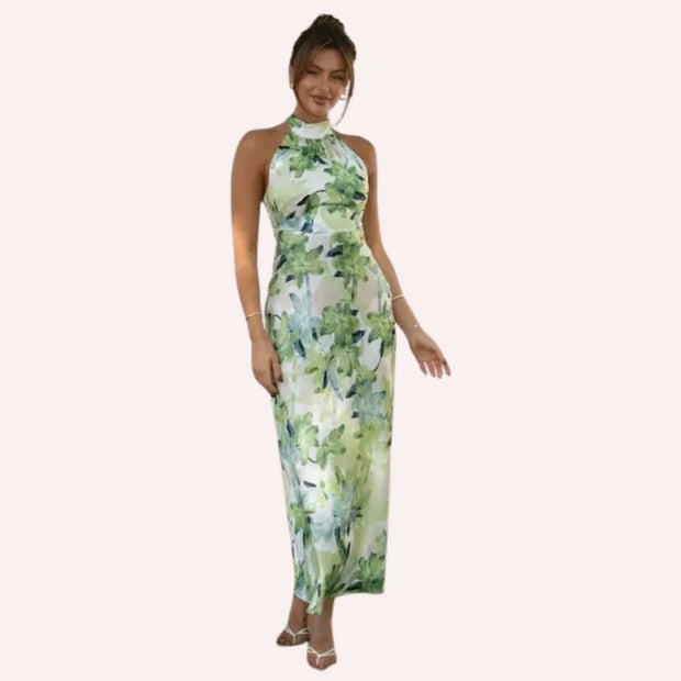Luna - Maxi dress with halterneck and side slit