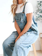 Damen Jeans-Latzhose Used-Look Oversize - Jenna