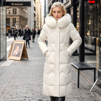 Manteau long matelassé à col de fourrure pour femme - Irina