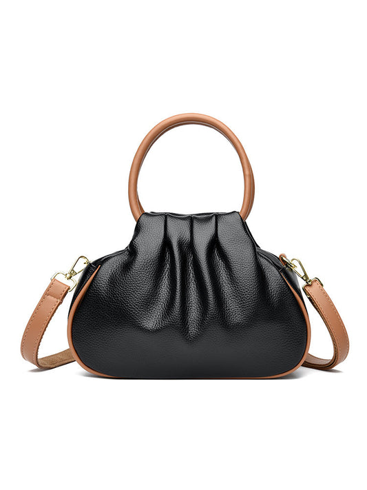 Sac à bandoulière pour femme avec plis et poignées rondes rigides