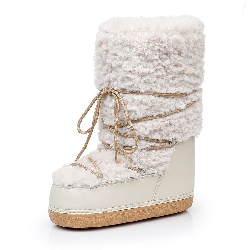 Damen-Schneestiefel mit flauschigem Futter und halbhohem Schaft - Zanarkand