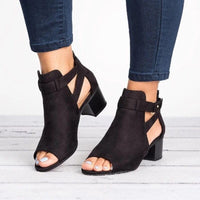 Bottines pour femmes en daim synthétique avec ouverture sur le devant et talon bloc - Mireia