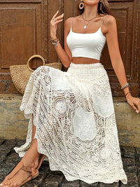 Jupe longue pour femme avec dentelle artisanale style bohème - Mariana