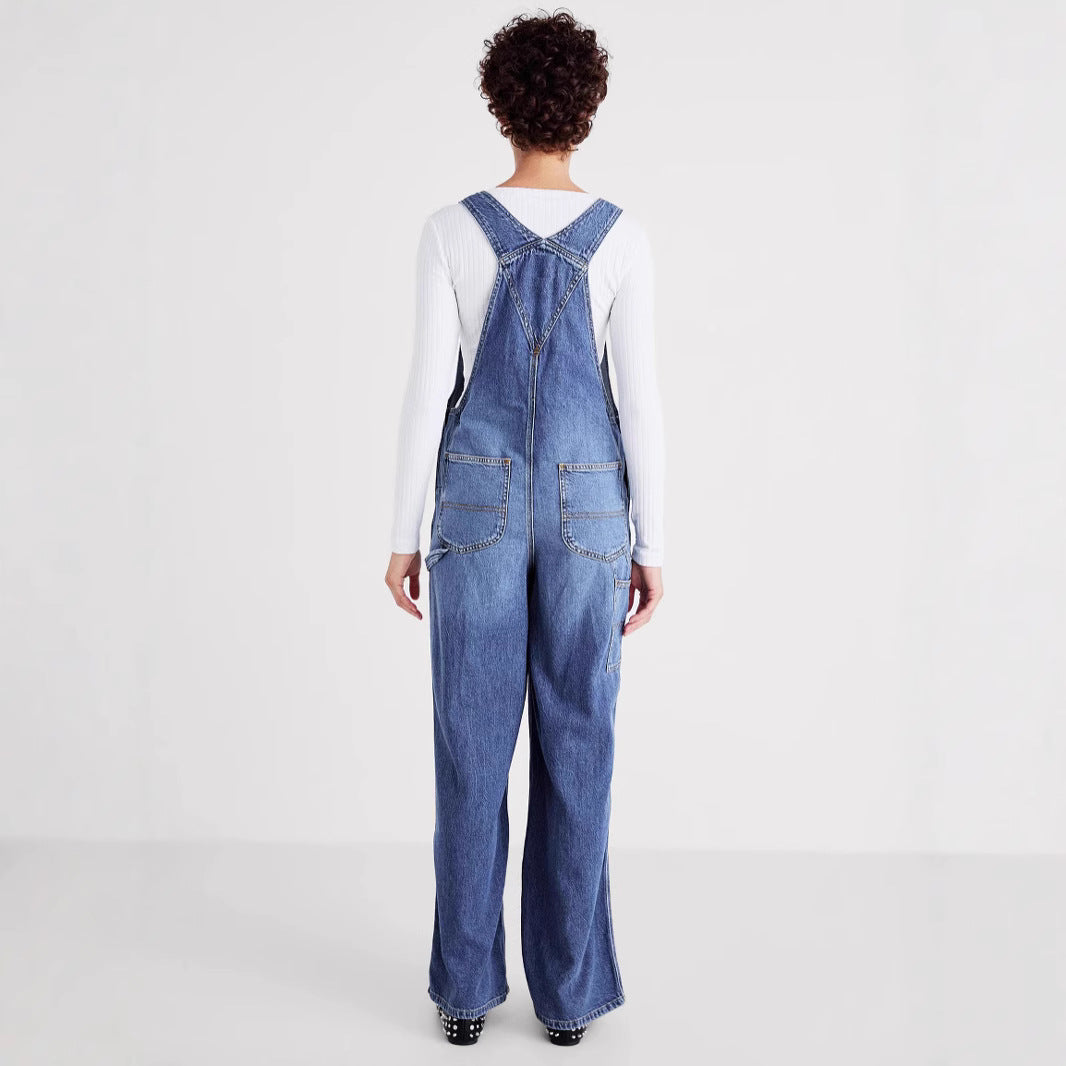 Damen-Jumpsuit aus Denim mit weitem geradem Schnitt - Shirley