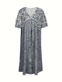 Abida - Robe col V à manches bouffantes Multicolore