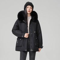 Manteau matelassé pour femme avec col en fourrure synthétique - Mirela