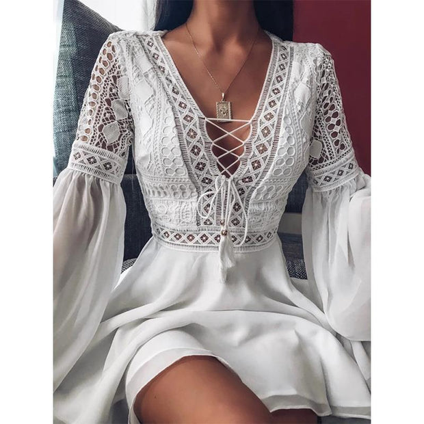 Hannah - Robe chemise à lacets