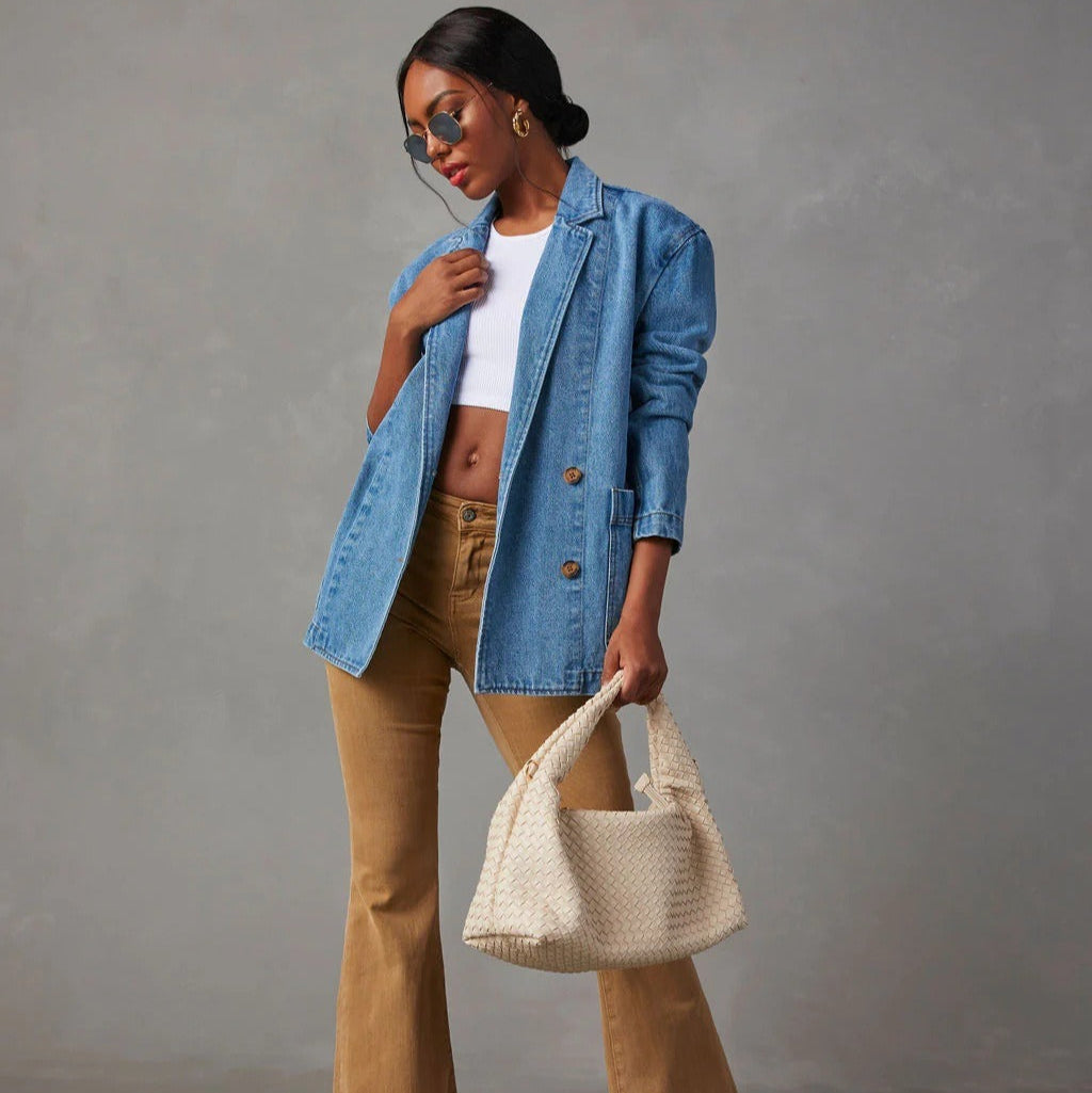 Jacke aus gewaschenem Denim im Blazer-Stil für Damen - Yalina