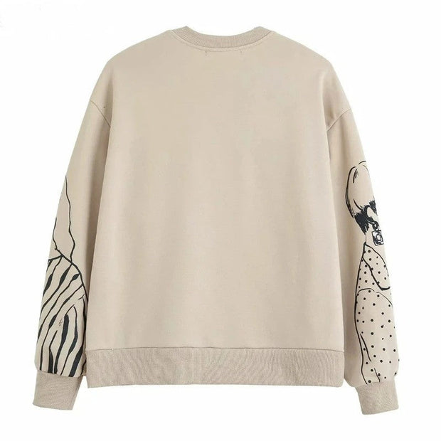 LuxeKnit - Sweatshirts à la coupe décontractée avec impression en laine