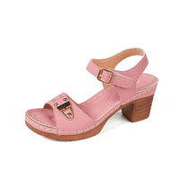 Damensandalen mit breitem Absatz und Schnalle - Darel