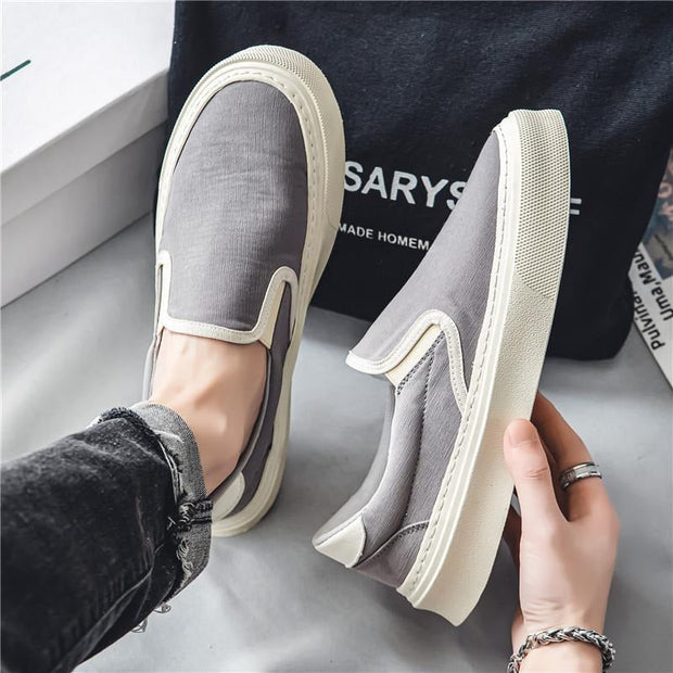 Baskets homme en toile respirante gris clair - Adrix