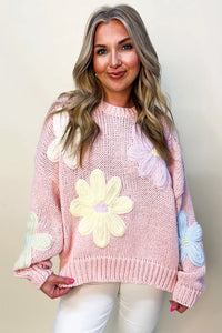 Colette - Pullover mit Blumenstickerei, Rosenblättern und -fäden