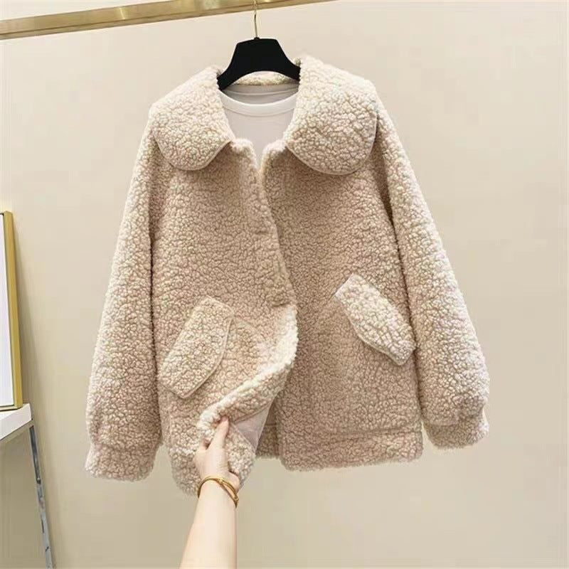 Damenmantel mit Fleece-Effekt im entspannten Winterstil - Mimiko