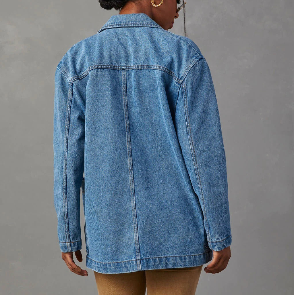 Jacke aus gewaschenem Denim im Blazer-Stil für Damen - Yalina