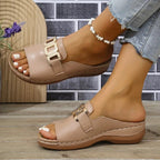 Damensandalen mit Metallschnalle zum Hineinschlüpfen - Elena