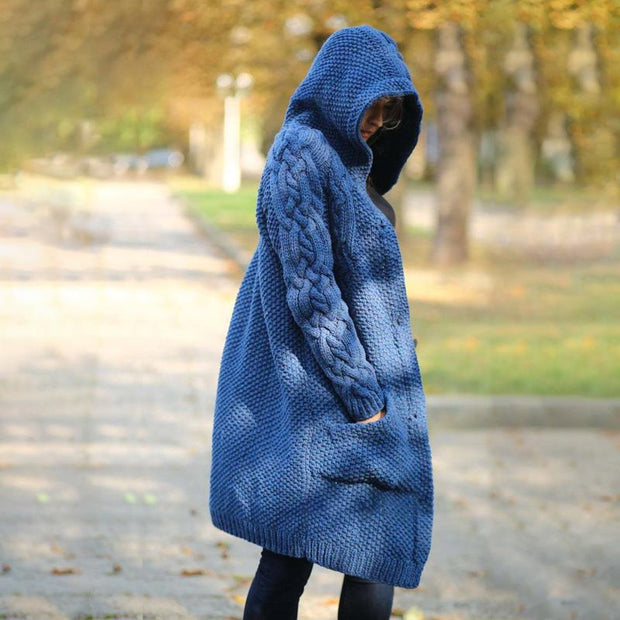 Cardigan Tricoté À Capuche