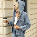 Damen-Jeansjacke mit Kapuze im Washed-Look – Livia