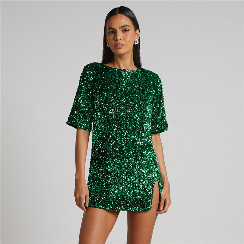 Damen Paillettenkleid mit Glanzeffekt - Salyen