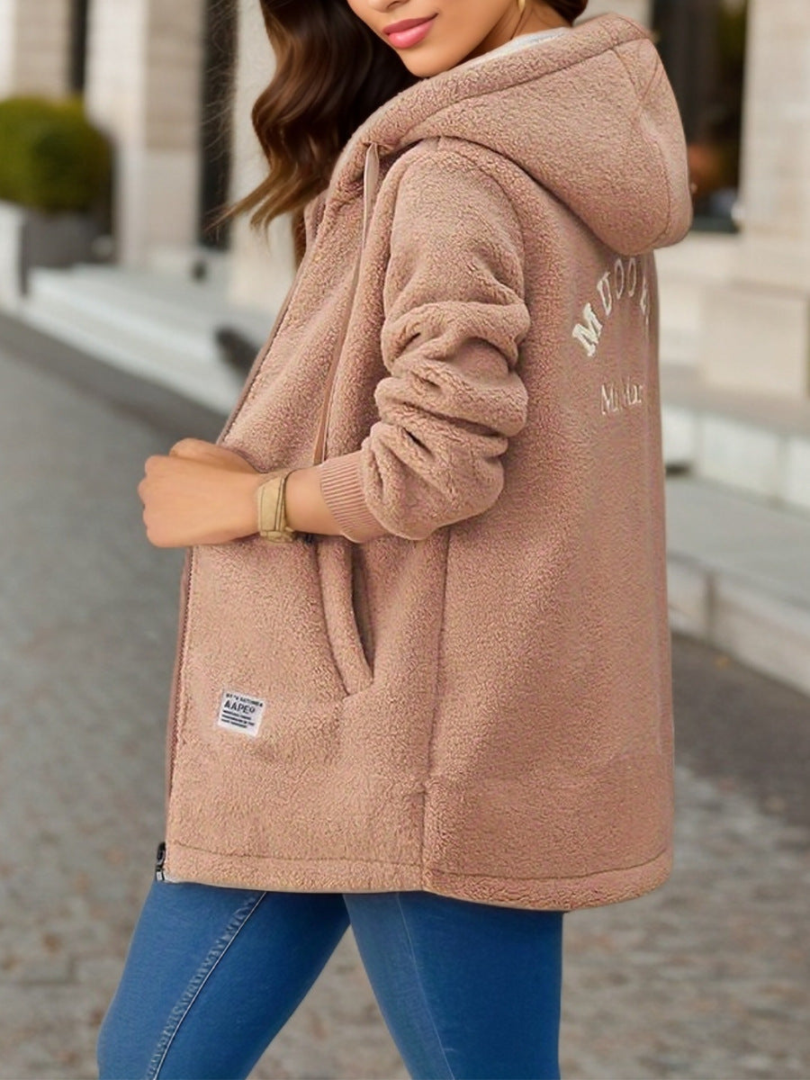 Damen-Fleecejacke mit Kapuze und funktionellem Frontverschluss - Kjersti
