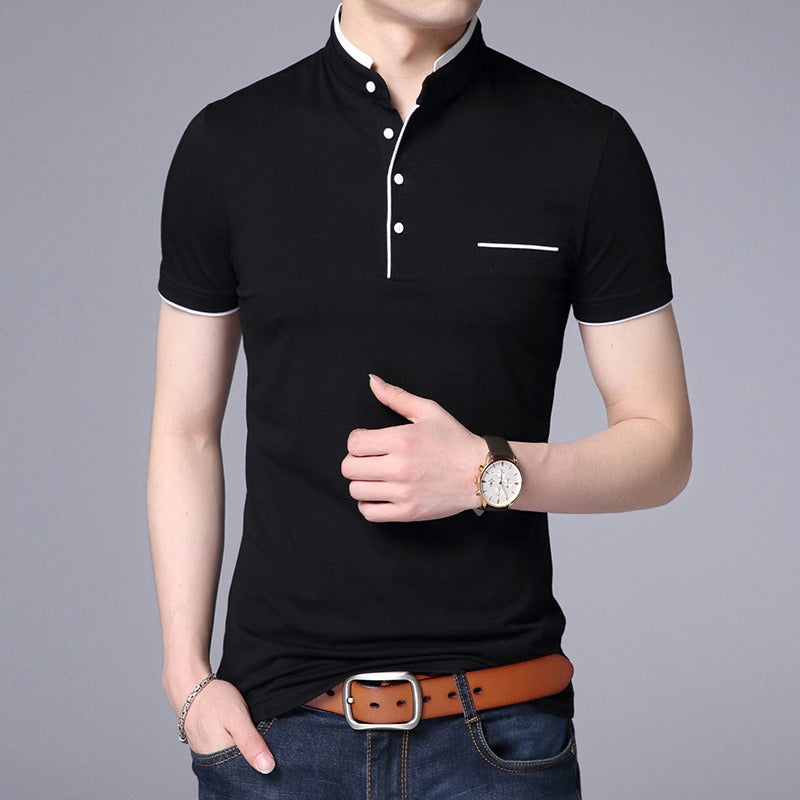 Kurzärmeliges Herren-Poloshirt aus Baumwolle mit modernem Kragen - Álvaro