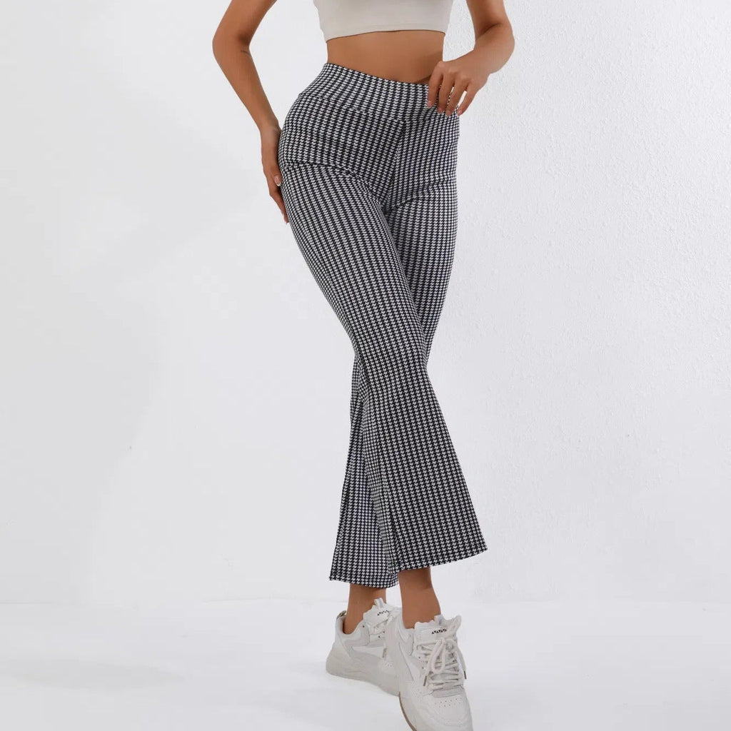 Ausgestellte Damenhose aus Stretchmaterial mit klassischem Druck - Renata