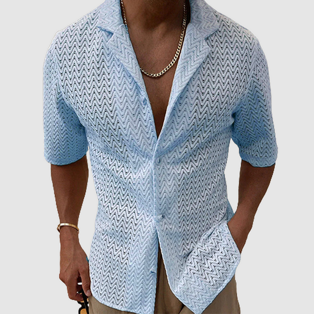 Aaron - Chemise tricotée de couleur unie