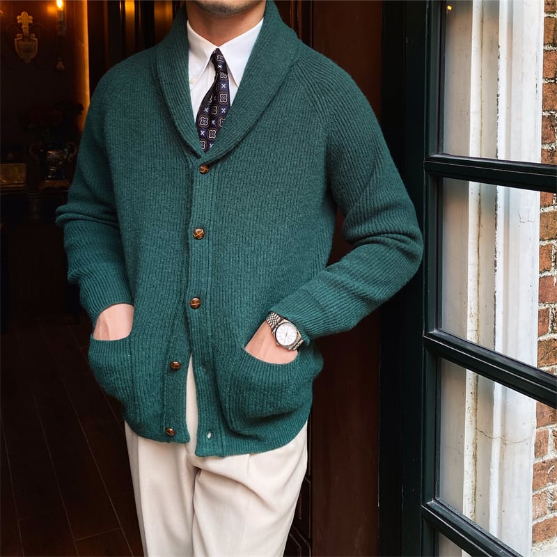 Elegante Herrenstrickjacke mit klassischem Revers - Davide