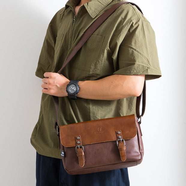 Sac à bandoulière en cuir synthétique pour homme avec boucles vintage - Matthew