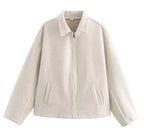 Kurze Wolljacke mit Reißverschluss für Damen - Sonia