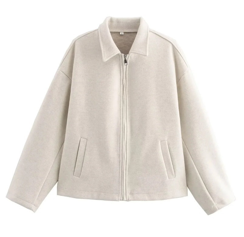 Kurze Wolljacke mit Reißverschluss für Damen - Sonia