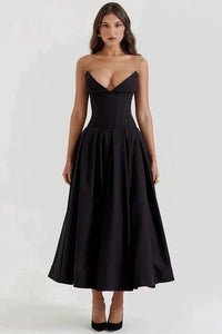 Dariana - Deep V-neck strapless dress