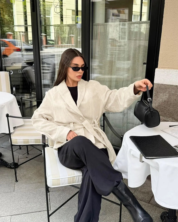 Veste rétro en daim à manches longues - Valentina