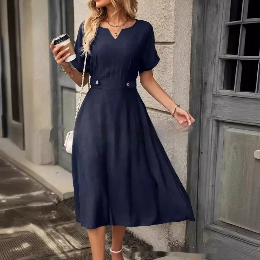 Damen-Midikleid mit taillierter Passform im fließenden, eleganten Stil - Renata