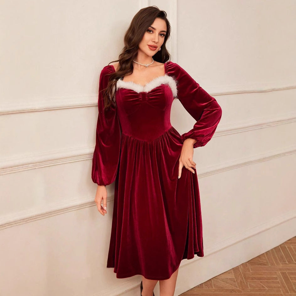 Kleid mit Samteffekt für Frauen - Alissane