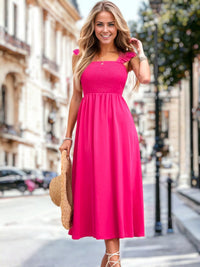 Astrid - Robe bustier à volants de couleur unie