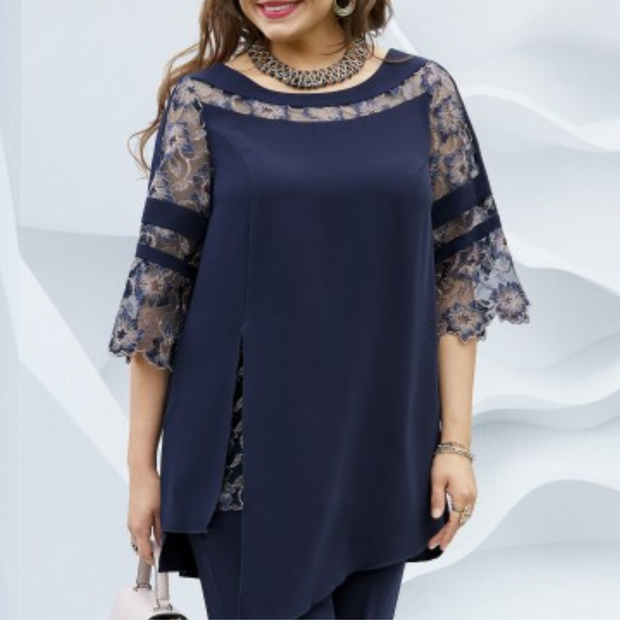 SERA - Tailleur 2 pièces pour femme : chemisier + pantalon