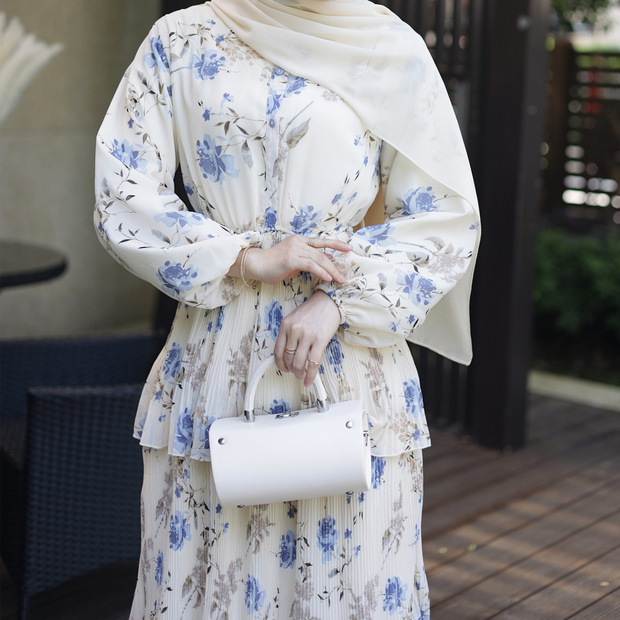 Meiko - Maxi robe imprimée avec nœud en mousseline de soie