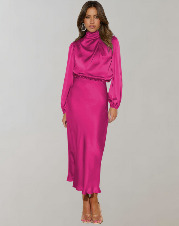 Delphina - Dress with satin sleeves