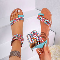 Sandales plates pour femmes avec motif ethnique tressé - Nayeli