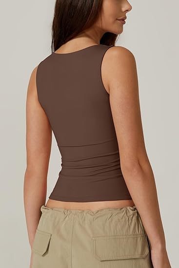 Damen-Top mit quadratischem Ausschnitt und ärmellosem Stretch-Stoff - Elina