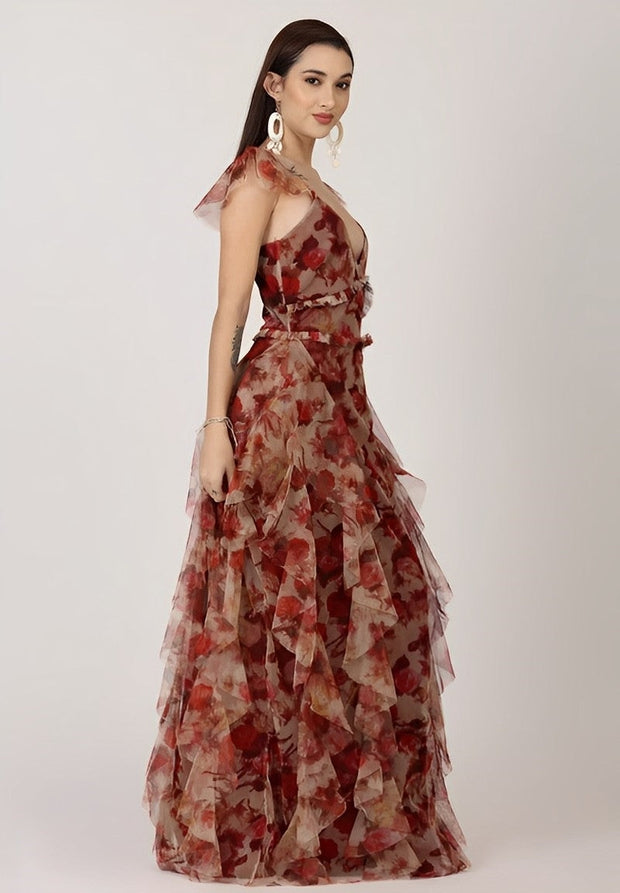 Judy - Longue robe bohème à fleurs