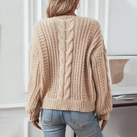 Kia - Damenpullover mit Puffärmeln aus Twisted Mesh mit V-Ausschnitt