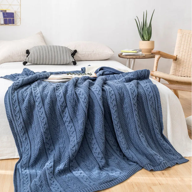 Couverture tricotée décontractée au style rétro pour l'automne et l'hiver
