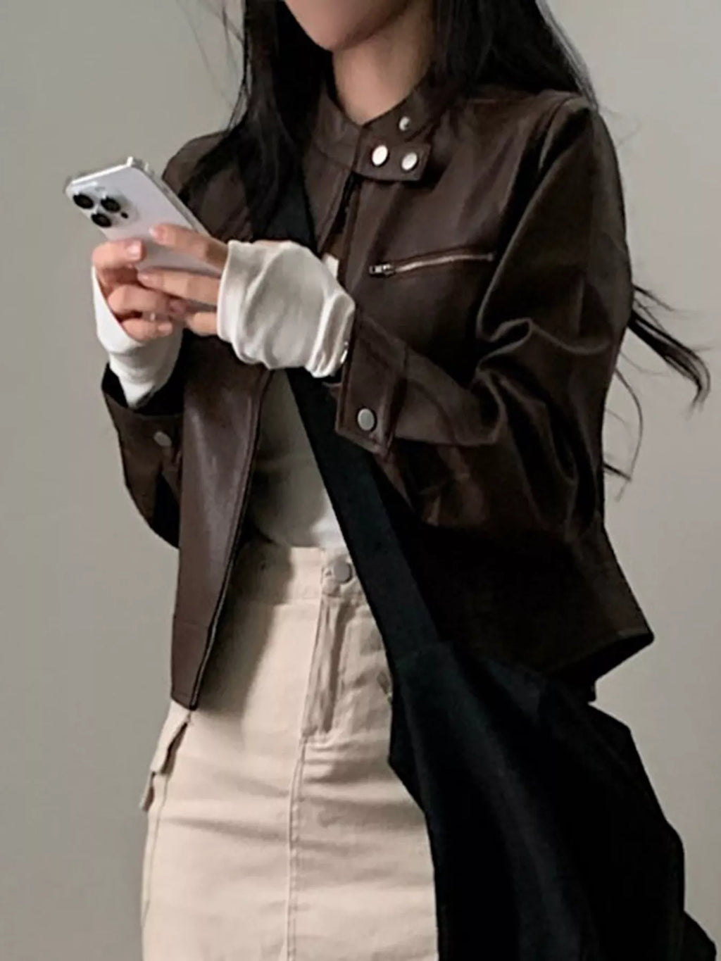 Kurze Damen Lederjacke - Liorane